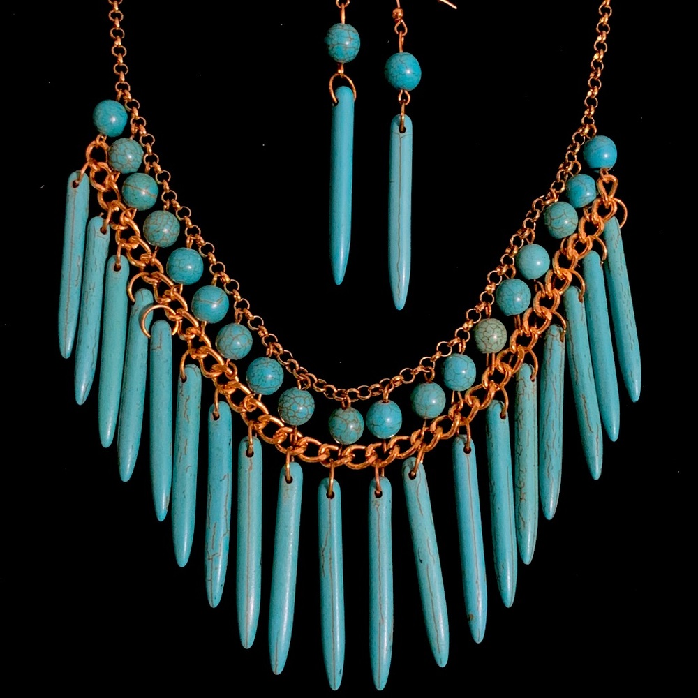 Turquoise and Necklace Earring Set